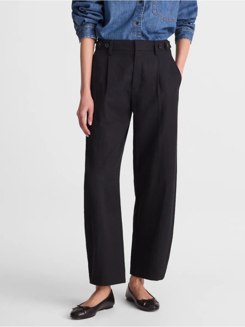 Madewell Barrel Leg Pant in Drapey Twill NWT Size 14 Black Pleated Business